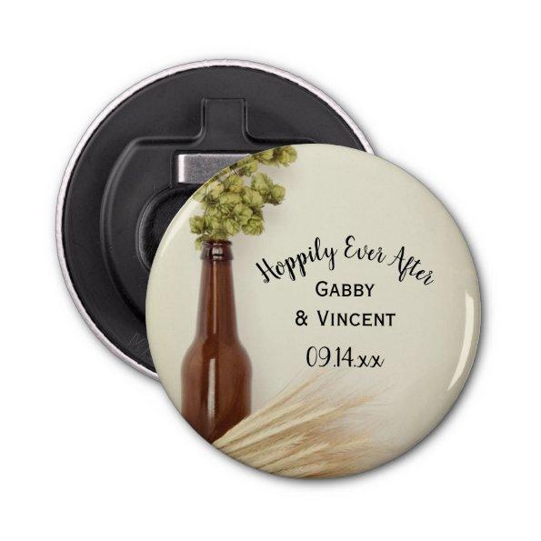 Dried Hops and Wheat Hoppily Ever After Wedding Bottle Opener