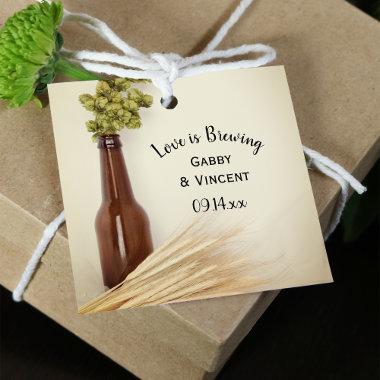Dried Hops Wheat Brewery Love is Brewing Wedding Favor Tags