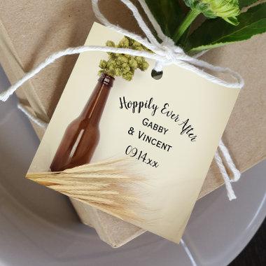 Dried Hops Wheat Hoppily Ever After Beer Wedding Favor Tags