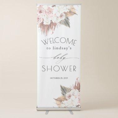 Dried Palm Foliage Tropical Baby Shower Welcome Retractable Banner