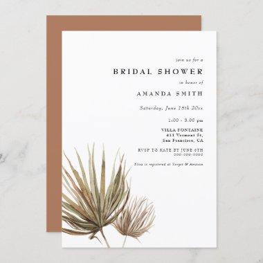 Dried Palm Leaf Desert Modern Boho Bridal Shower I Invitations