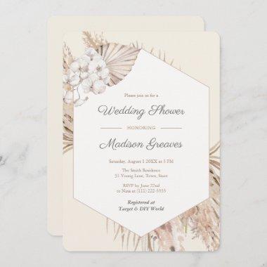 Dried Palm Leaf Pampas Grass Natural Bridal Shower Invitations