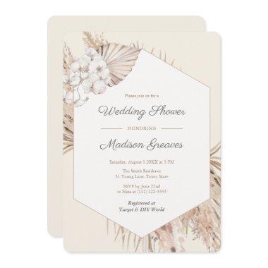 Dried Palm Leaf Pampas Grass Natural Bridal Shower Invitations