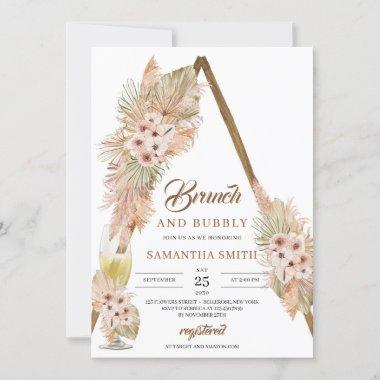 Dried Palm Leaves Pampas Grass Brunch and Bubbly Invitations