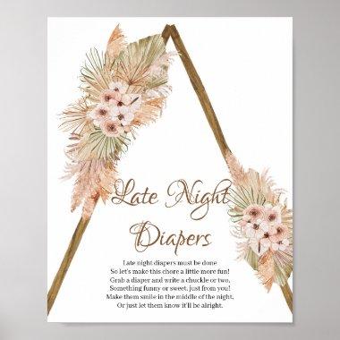 Dried Palm Leaves Pampas Grass Late Night Diapers Poster