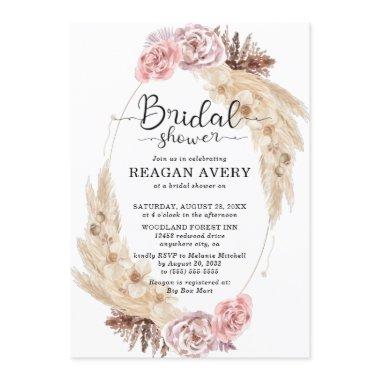 Dried Pampas Grass Floral Bridal Shower Invitations