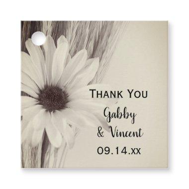 Dried Wheat and Daisy Country Farm Wedding Favor Tags