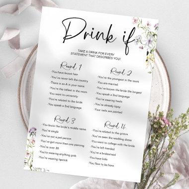 Drink If Bachelorette Game Wildflower Invitations
