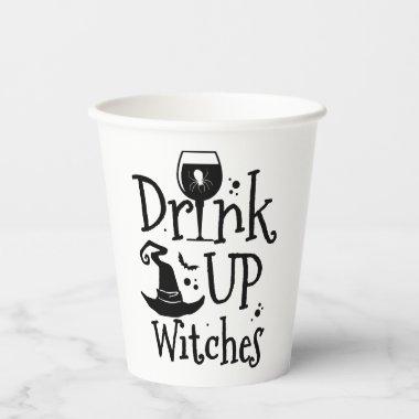 Drink up witches funny hallloween girls paper cups