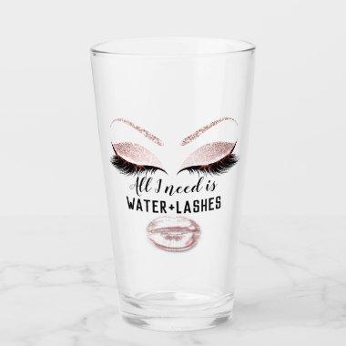 Drink Water Makeup Artist Eyelash Pink Lips Glass