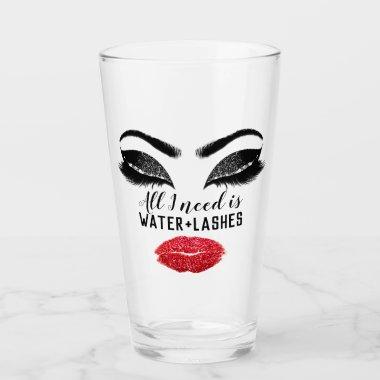 Drink Water Makeup Artist Eyelash Red Kiss Glass