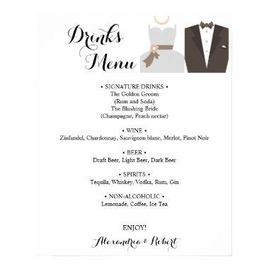 Drinks Menu Bride & Groom Bridal Wedding Poster