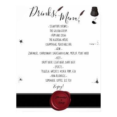 Drinks Menu Pen & Inkwell Bridal Wedding Sign