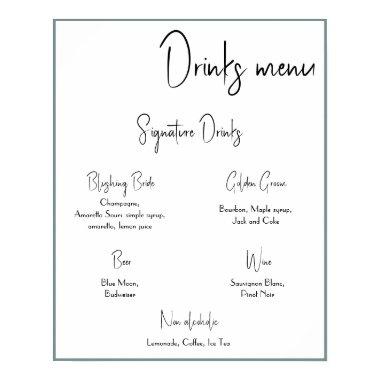 Drinks Menu Wedding Poster