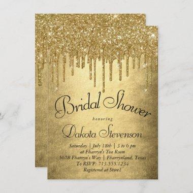 Dripping Gold Glitter | Luxurious Golden Shower Invitations