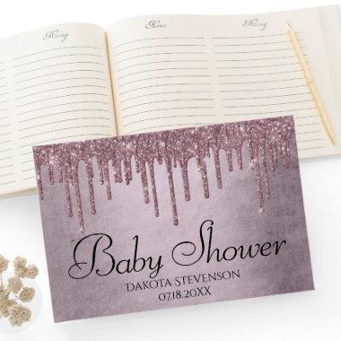 Dripping Mauve Glitter | Dusty Pink Baby Shower Guest Book