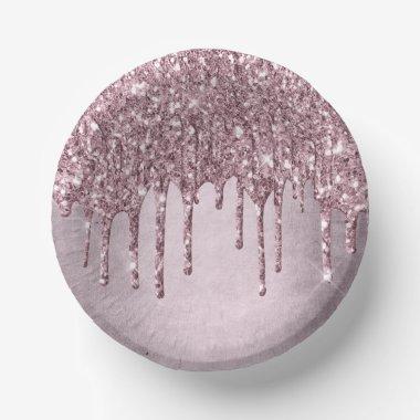 Dripping Mauve Glitter | Dusty Pink Melt Shimmer Paper Bowls