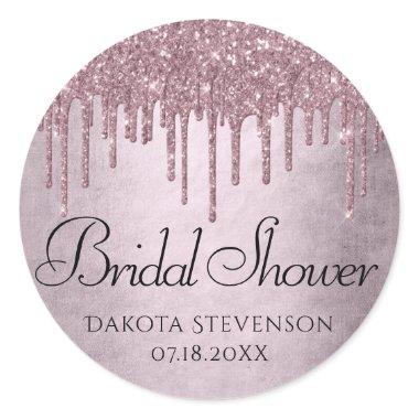 Dripping Mauve Glitter | Dusty Pink Melt Shower Classic Round Sticker