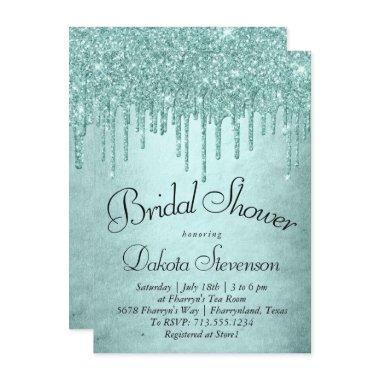 Dripping Mint Glitter | Aqua Teal Melting Shower