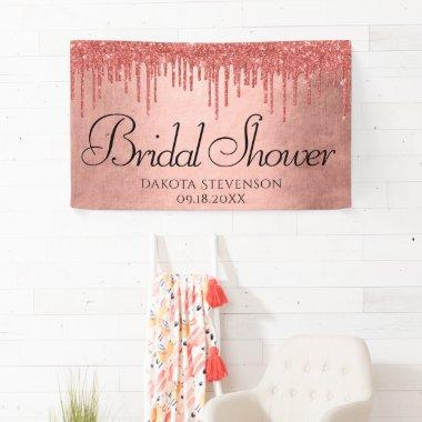 Dripping Peach Glitter | Terra Cotta Coral Shower Banner