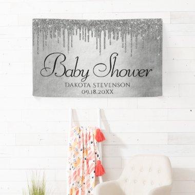 Dripping Silvery Glitter | Platinum Sparkle Shower Banner