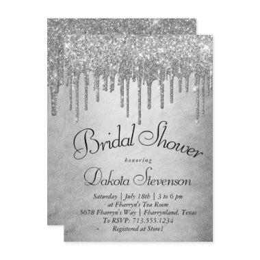 Dripping Silvery Glitter | Platinum Sparkle Shower Invitations