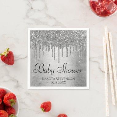 Dripping Silvery Glitter | Platinum Sparkle Shower Napkins