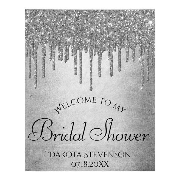 Dripping Silvery Glitter | Platinum Sparkle Shower Poster