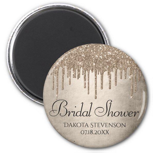 Dripping Taupe Glitter | Champagne Gold Shower Magnet