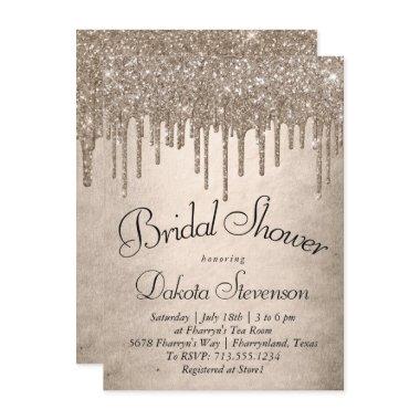 Dripping Taupe Glitter | Champagne Melt Shower