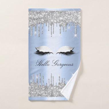 Drips Glitter Effect Blue Lashes Hello Hand Towel