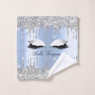 Drips Glitter Effect Blue Lashes Name Wash Cloth