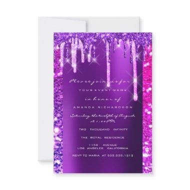 Drips Pink Purple Bridal Shower Sweet 16th  Invitations