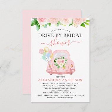 Drive By Bridal Shower Floral Blush Pink Invitations