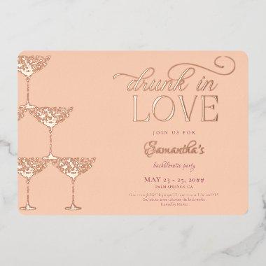 Drunk In Love Champagne Tower Peach Bachelorette Foil