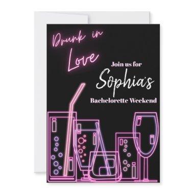 Drunk in Love Neon Bachelorette Invitations