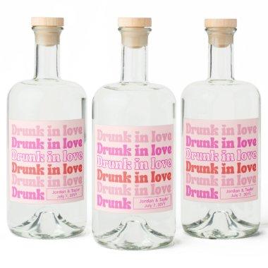 Drunk in Love Retro Pink Wedding Reception Liquor Bottle Label