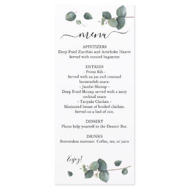 Dual Eucalyptus Greenery Wedding Menu