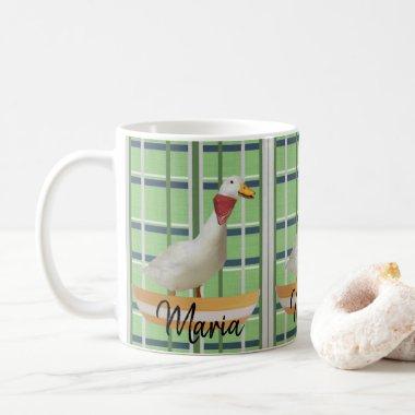 Duck Green Black Plaid Mug