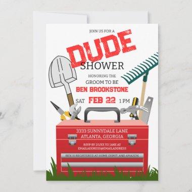 Dude Groom Tool Wedding Shower Invitations