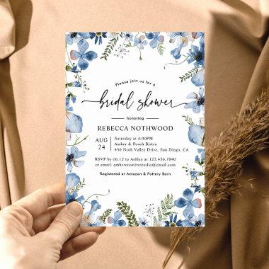 Dusky Blue Pressed Floral Botanical