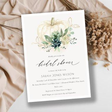 Dusky Blue Succulent Pumpkin  Invite