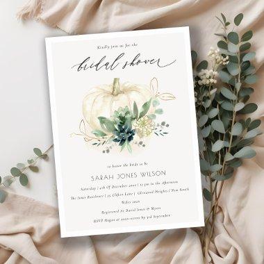 Dusky Blue Succulent Pumpkin  Invite