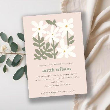 Dusky Blush Retro Minimal Floral