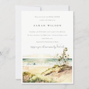 Dusky Coastal Beach Sun Seascape Bridal Shower Invitations