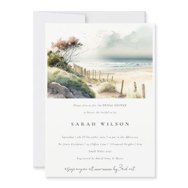 Dusky Coastal Sand Beach Seascape Bridal Shower Invitations