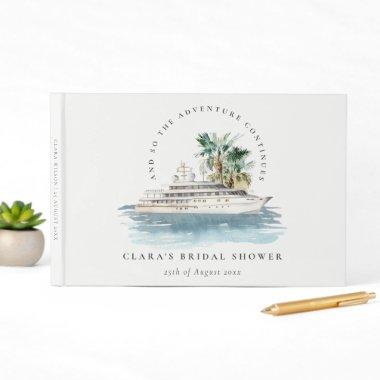 Dusky Cruise Ship Palm Seascape Bridal Shower Guest Book