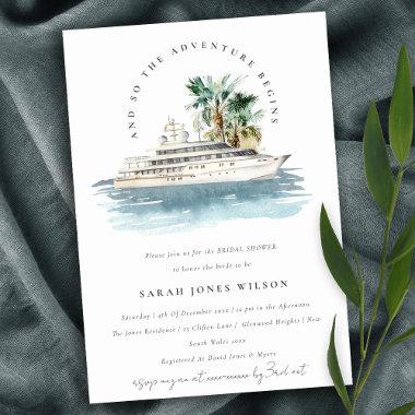 Dusky Cruise Ship Palm Seascape Bridal Shower Invitations