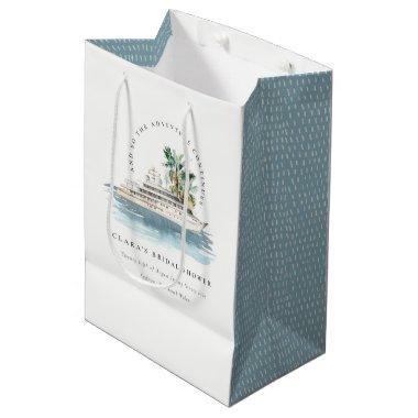 Dusky Cruise Ship Palm Seascape Bridal Shower Medium Gift Bag