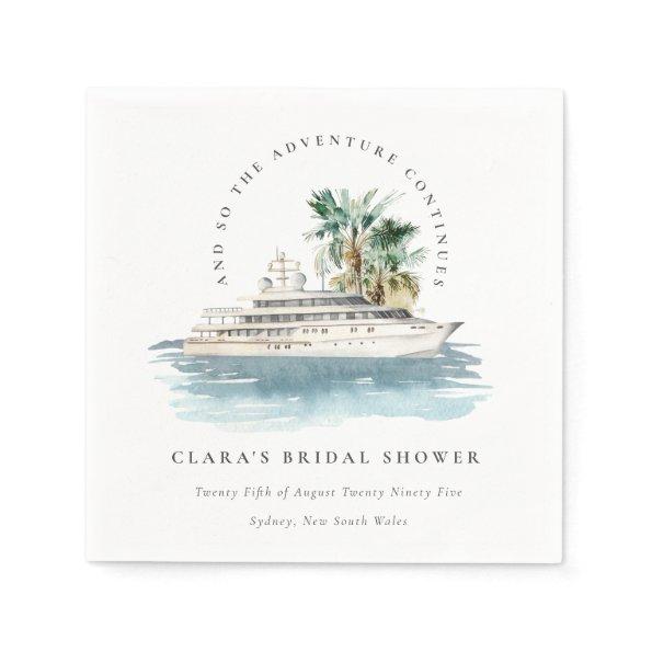 Dusky Cruise Ship Palm Seascape Bridal Shower Napkins